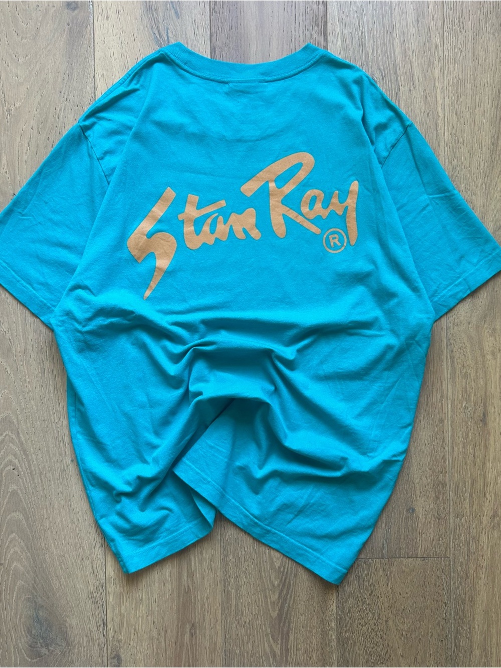 Stan Ray Teal Tee with Orange Script Logo